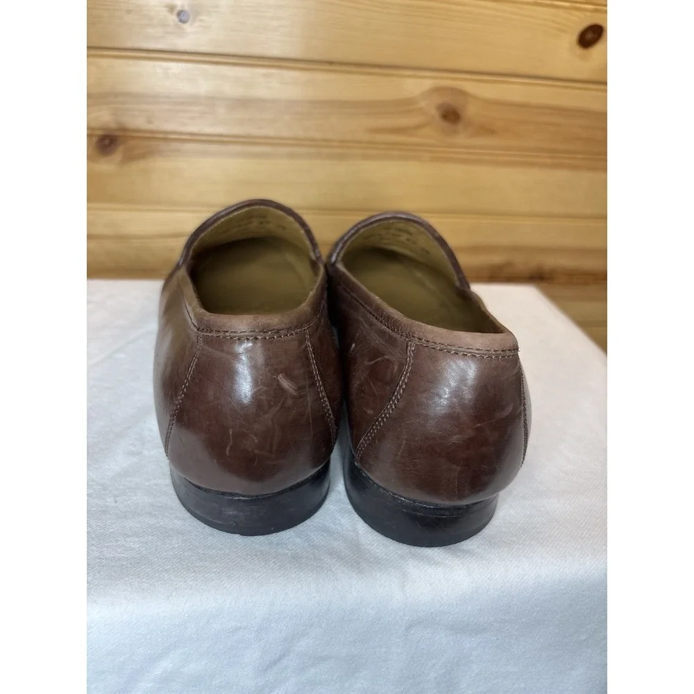 Johnston & Murphy Men's Penny Loafer 8.5 Woven Brown Moc Toe Dress‎ Shoe Leather
